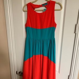 Coral and Aqua Dress